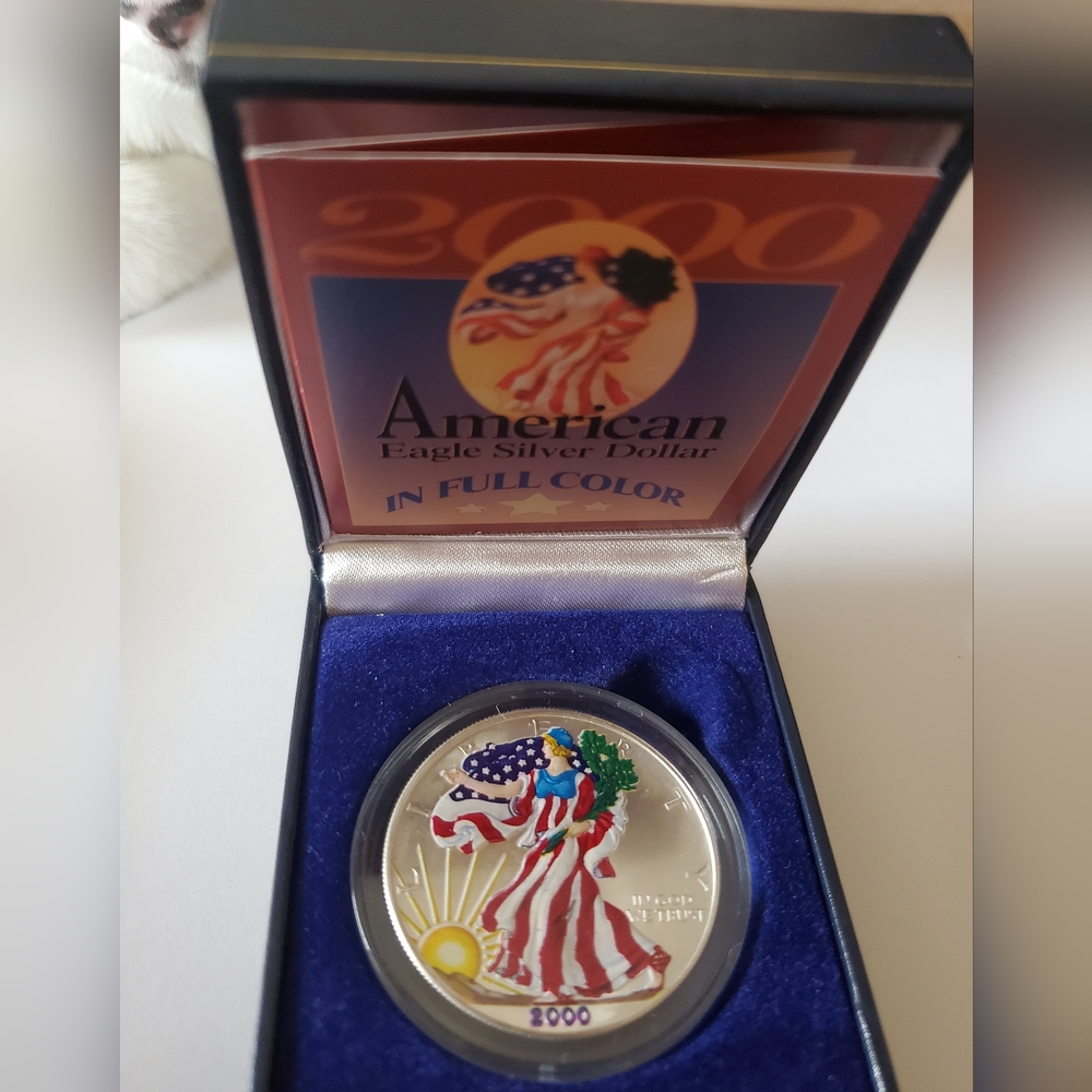 2000 American Eagle Silver Dollar Coin Full Color 1 Oz Uncirculated